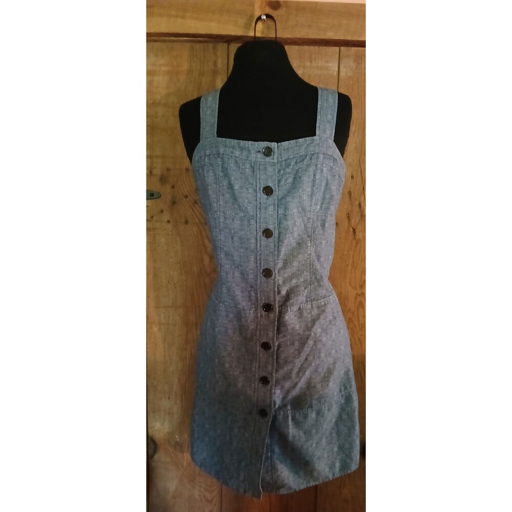 Derek Lam Chambray Denim Button Front Tank Dress with Pockets-Size 10